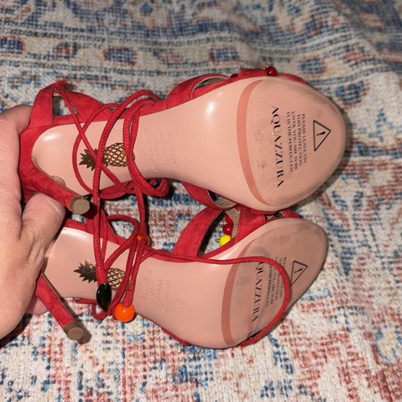 Aquazzura Tutti Frutti Sandal 105 in Suede Lipstick SZ 36 NIB - Picture 8 of 10